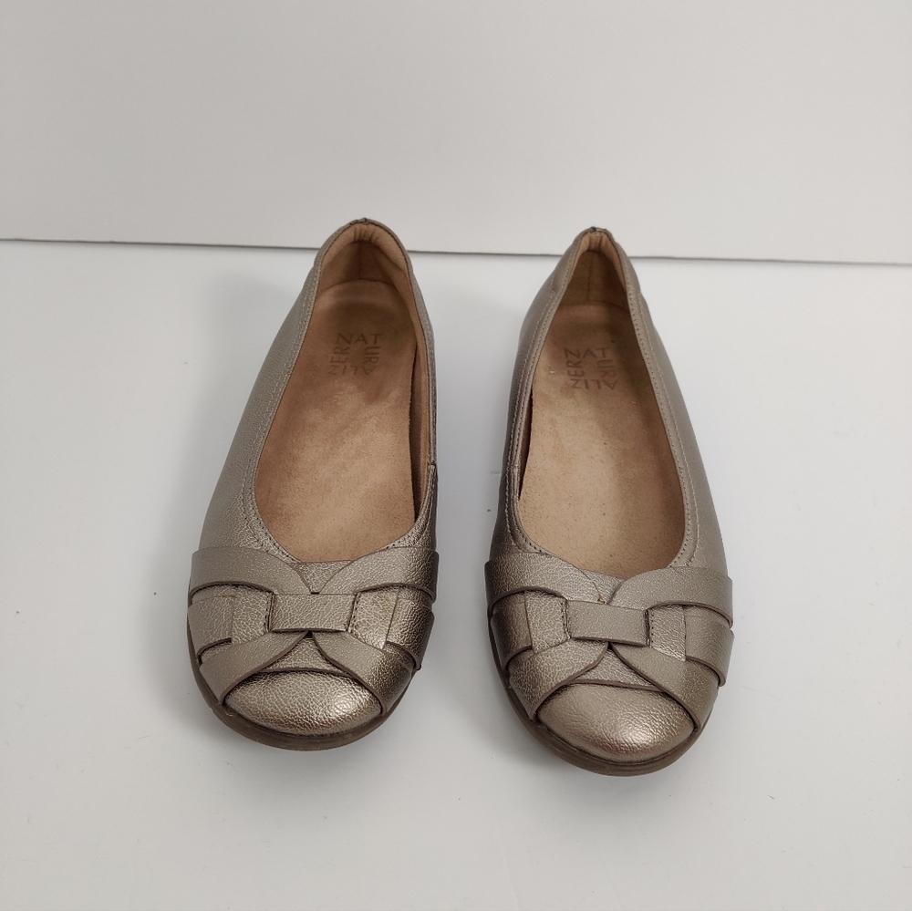 Naturalizer Fabiola Leather Women's Round Toe Flats Metallic Tan Size 7.5 M